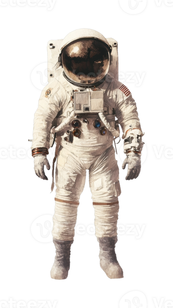 Astronaut in spacesuit with helmet and equipment png