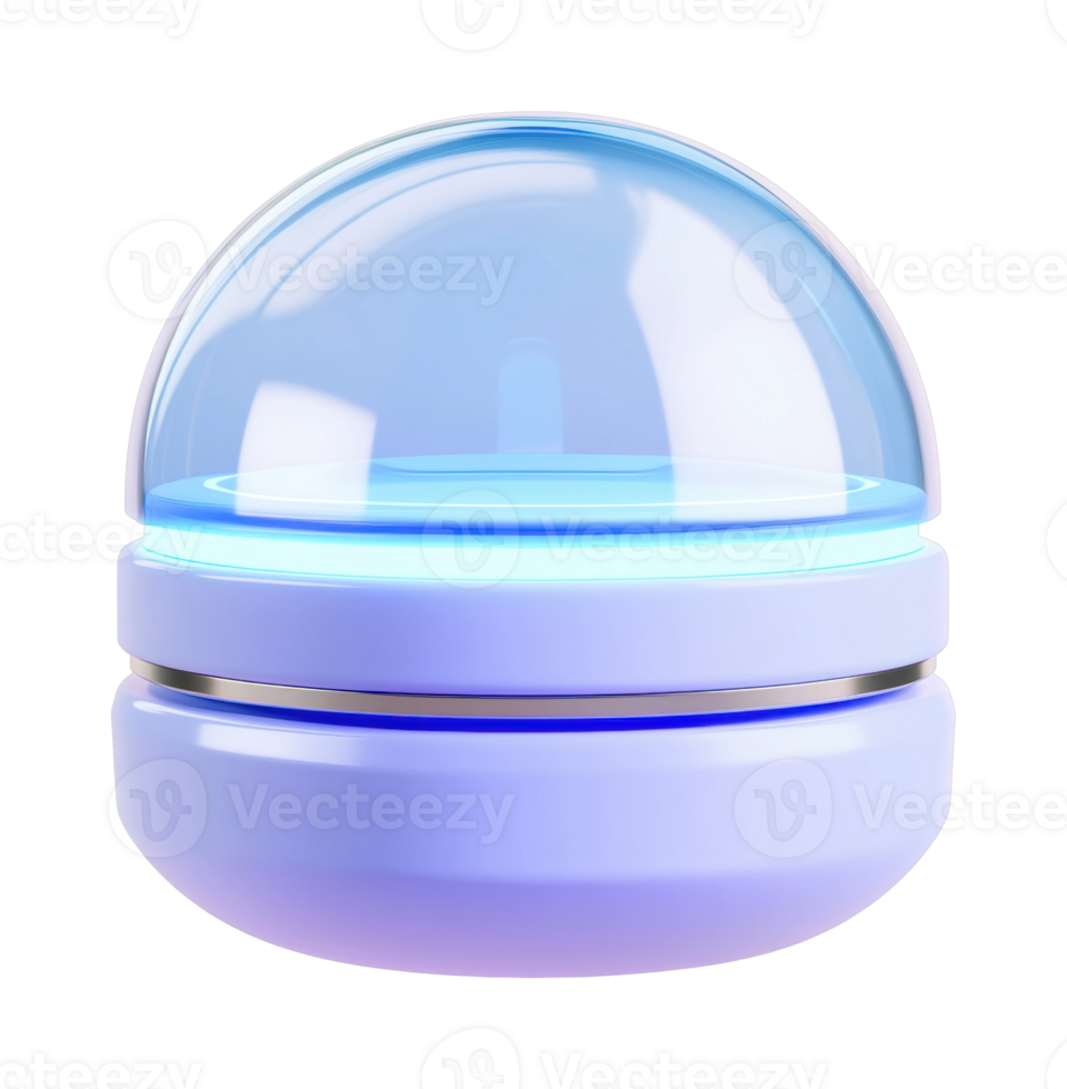 Futuristic spherical container with transparent lid png