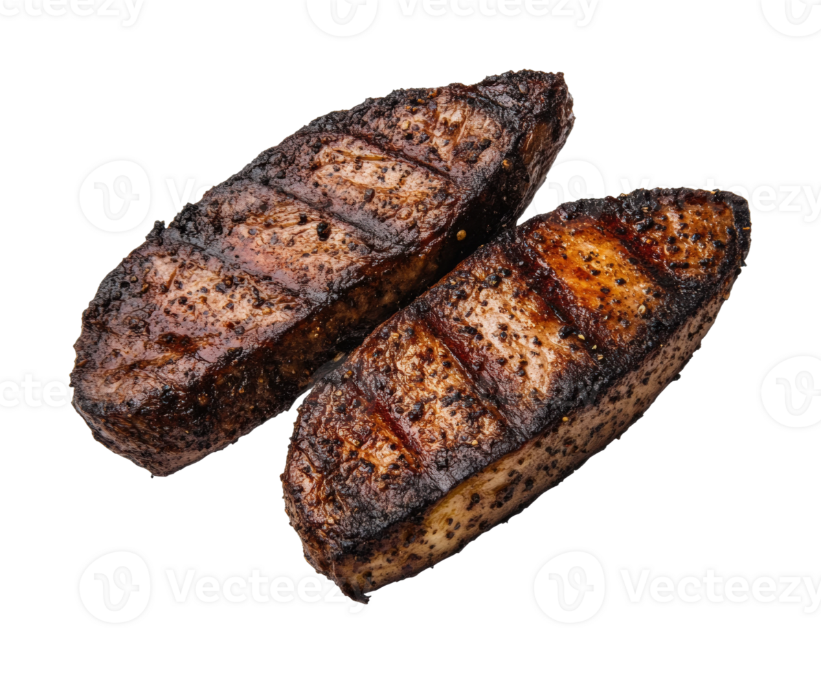 Grilled ribeye steaks with seasoned crust png