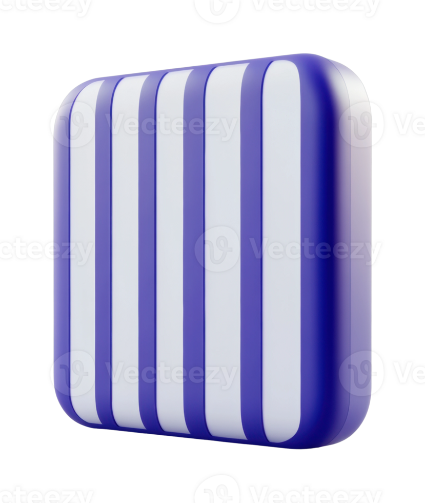 Geometric blue and white striped rounded square shape design png
