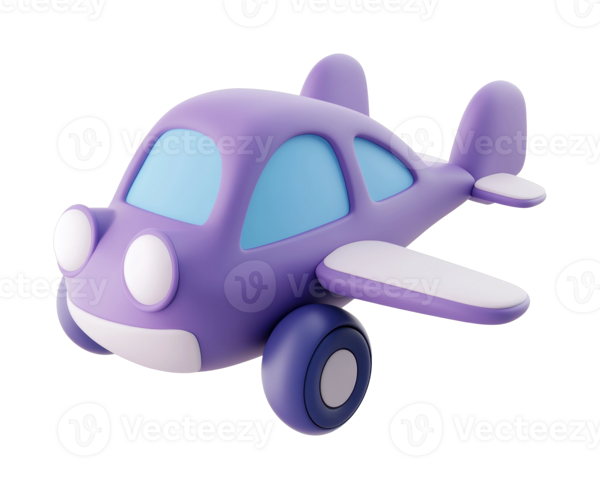 Colorful toy airplane design with rounded features and cartoon style png