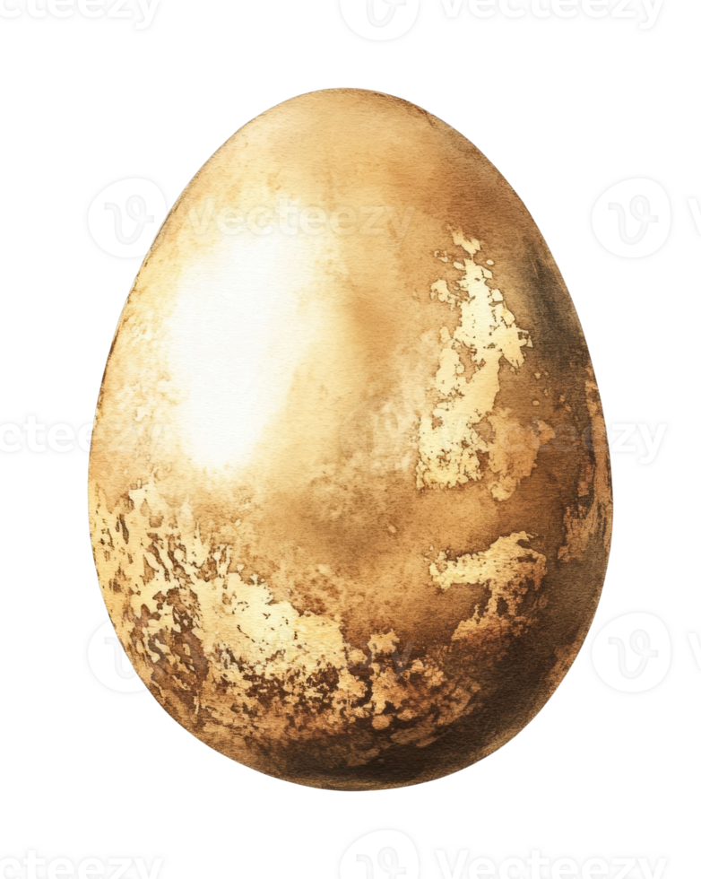 Golden egg with metallic texture and reflective surface design png
