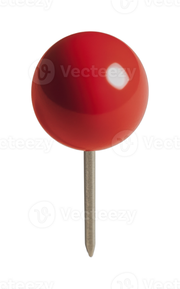 Red round pushpin on black surface close-up png