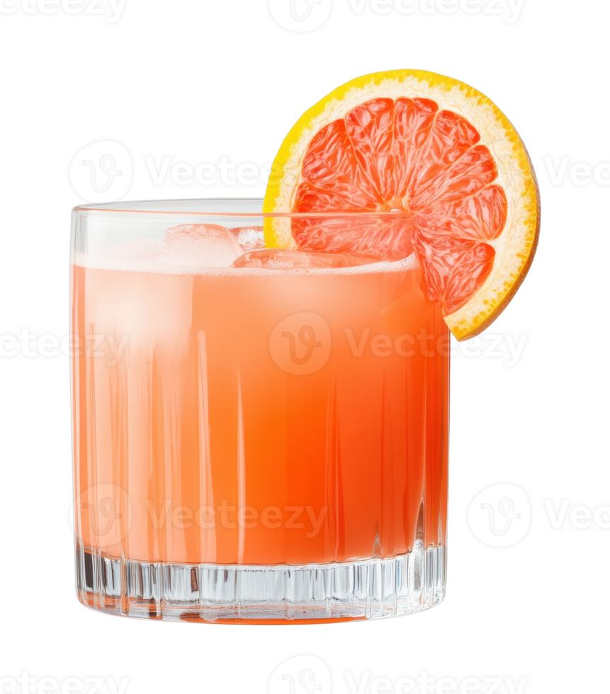 Refreshing grapefruit cocktail with ice and citrus garnish png