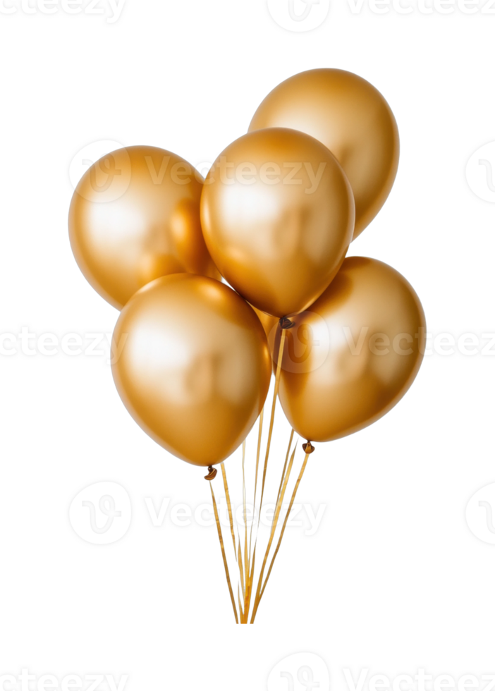 Bunch of shiny gold balloons arranged png
