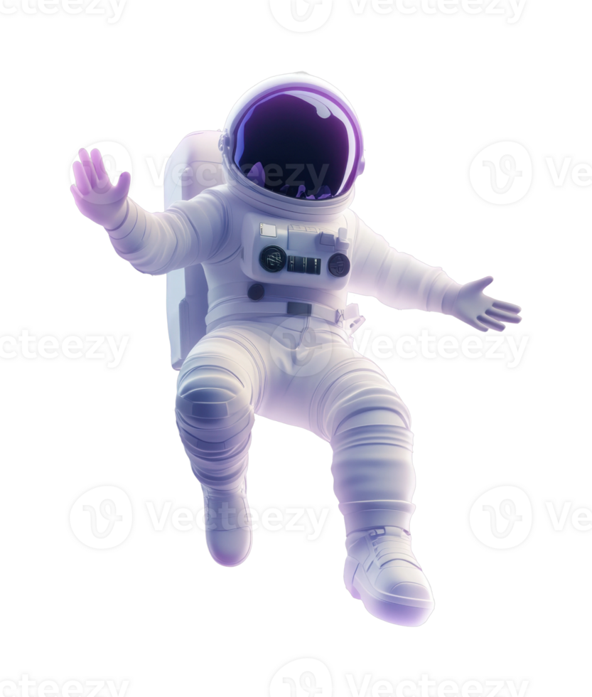 Astronaut floating in space suit with helmet visor png