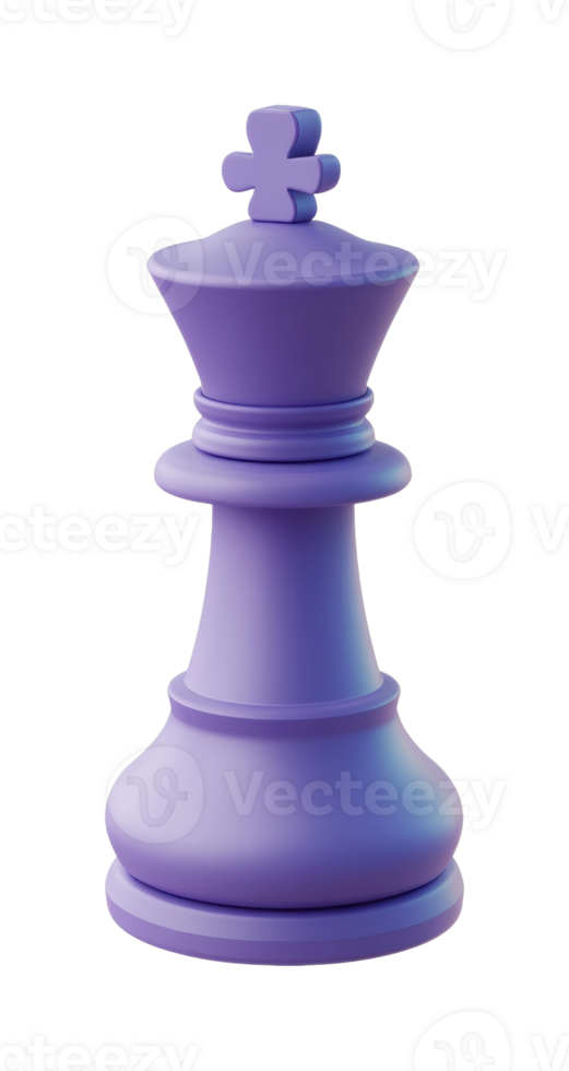 Purple chess king piece on white background reflecting strategy and power png