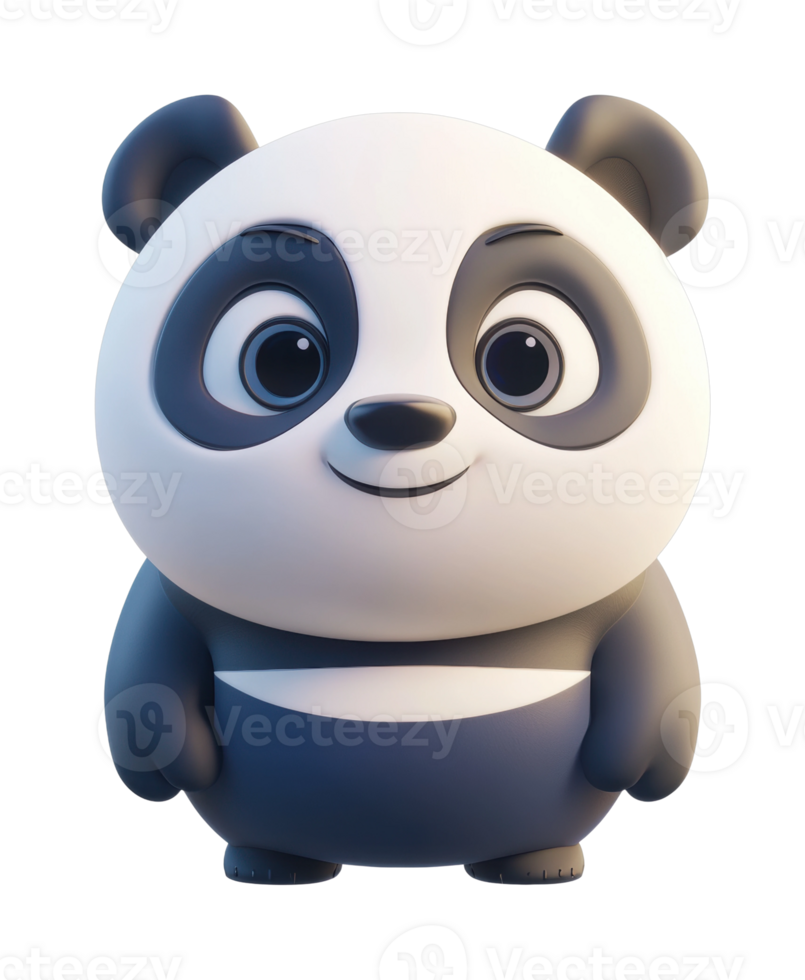 Cute cartoon panda with big eyes and round ears png
