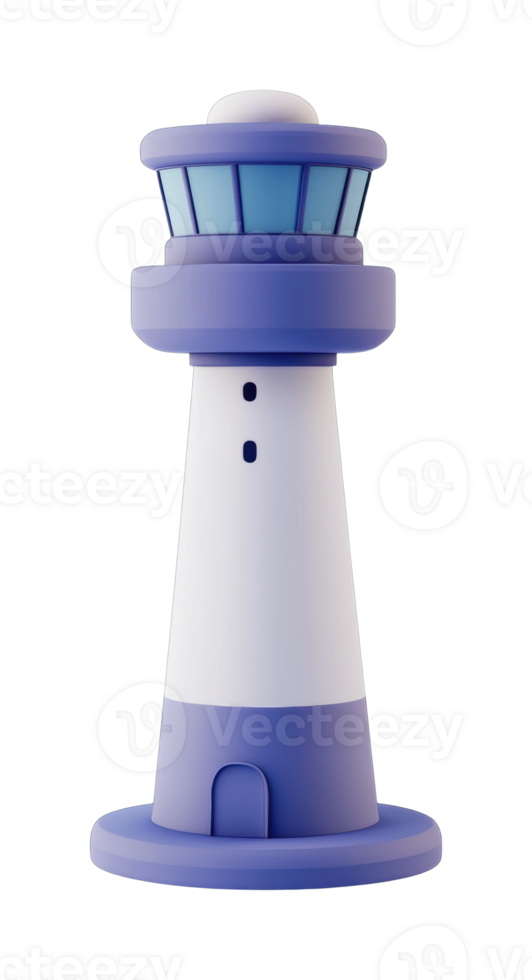 Stylized lighthouse tower with blue and white design png