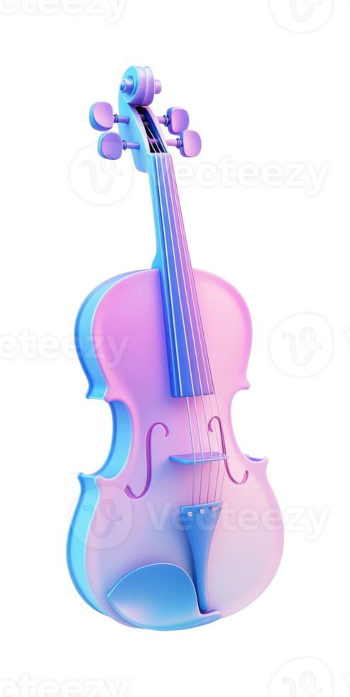 Colorful gradient violin with artistic design png
