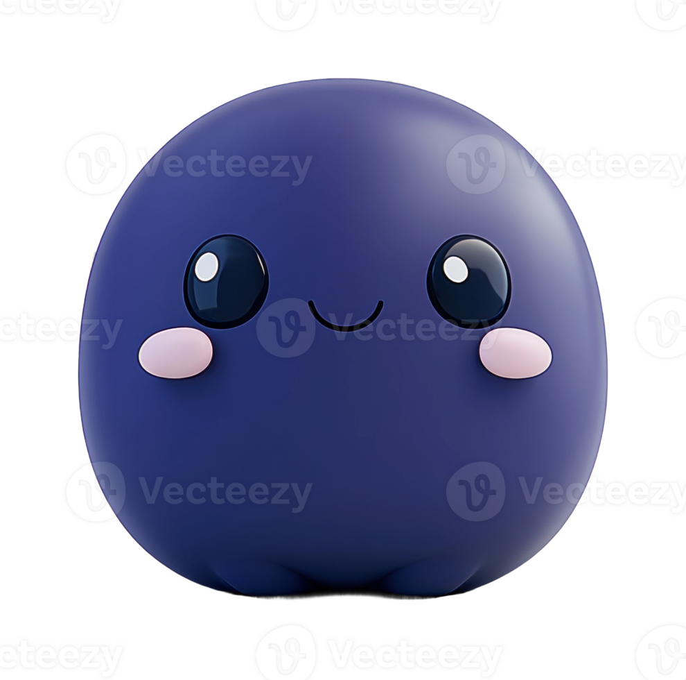 Cute smiling kawaii blob character with round eyes and cheeks png