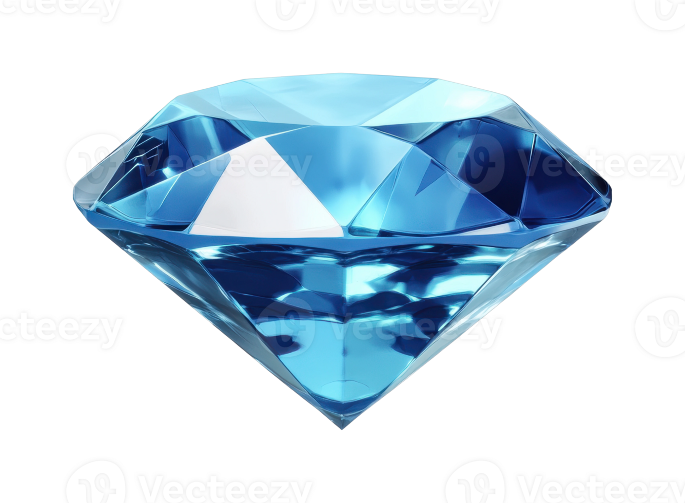 Sparkling blue diamond gemstone with intricate facets png