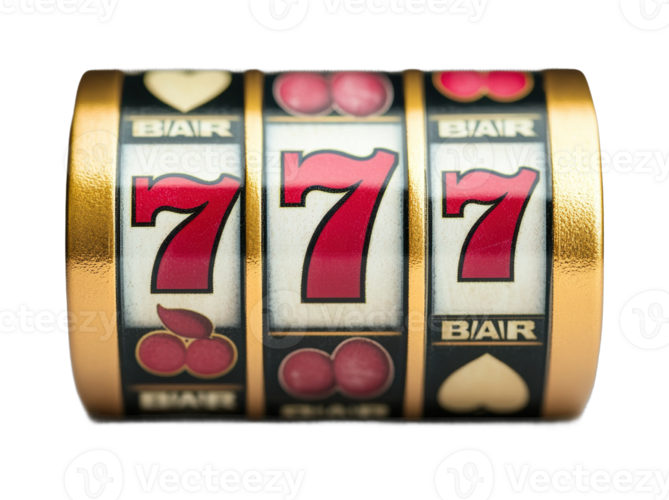 Slot machine jackpot with triple sevens on display png