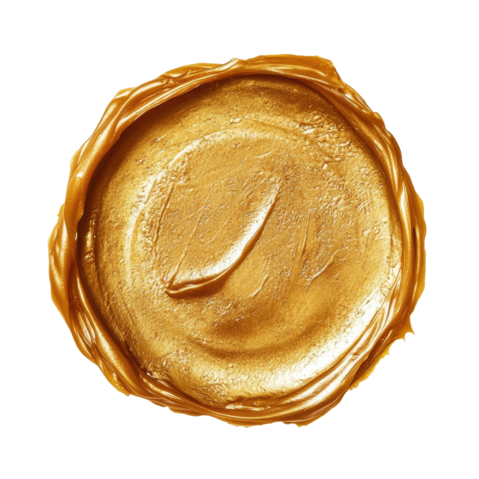 Golden wax seal stamp with detailed texture png