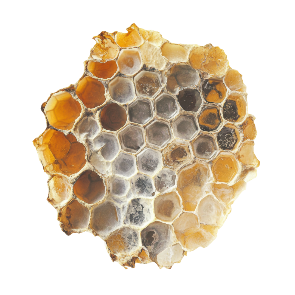 Natural honeycomb structure with hexagonal pattern and variations png