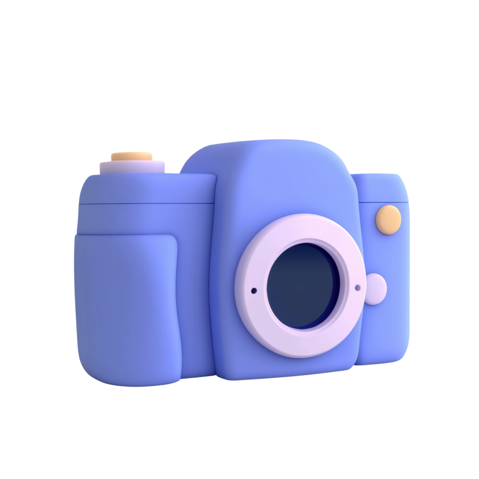 Uniquely designed cartoon style blue camera with rounded features png