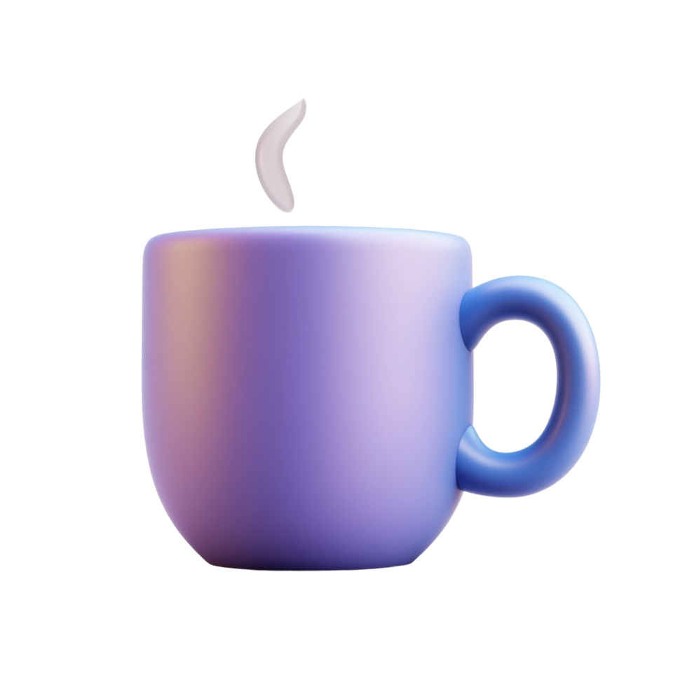 Minimalist purple mug with steam png