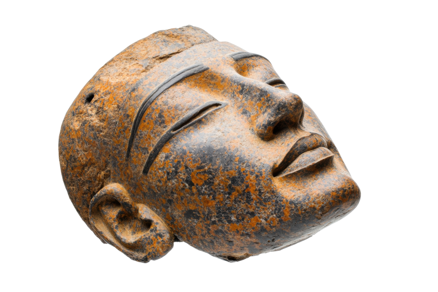Ancient stone sculpture of a pharaoh's face png