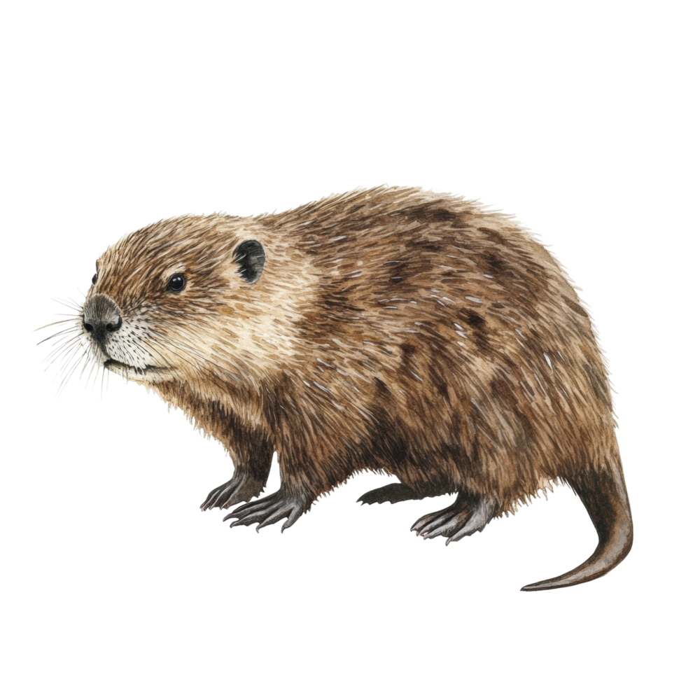 Realistic illustration of a beaver with detailed fur texture png