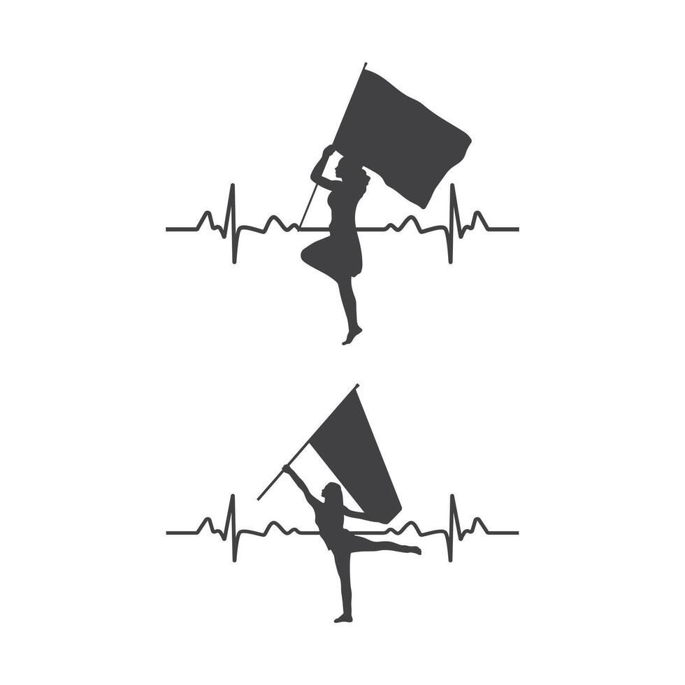 Marching Band Color Guard Split Monogram, Marching Band Heartbeat vector