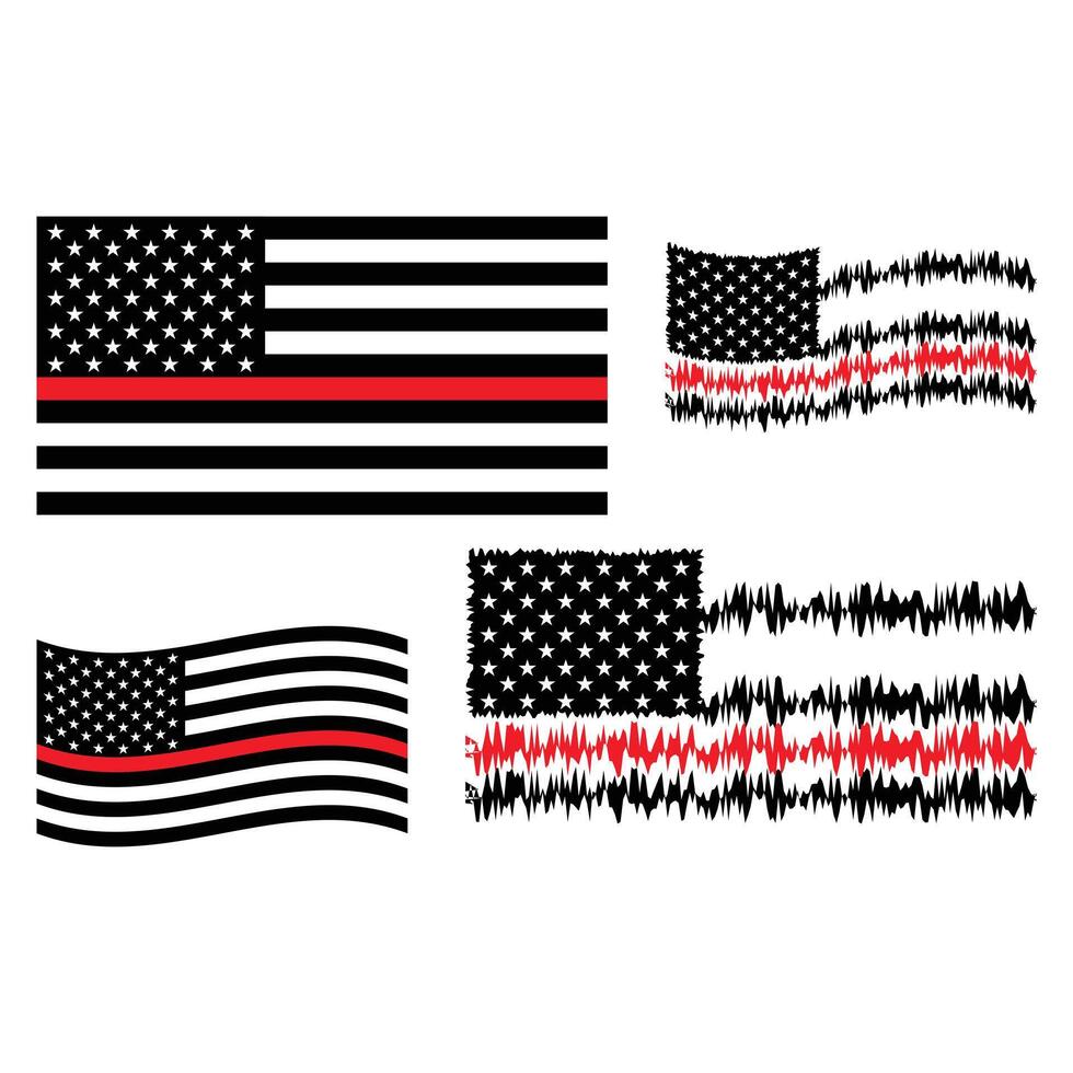 Thin red line flag, Dispatcher, 911 Dispatcher Clipart vector