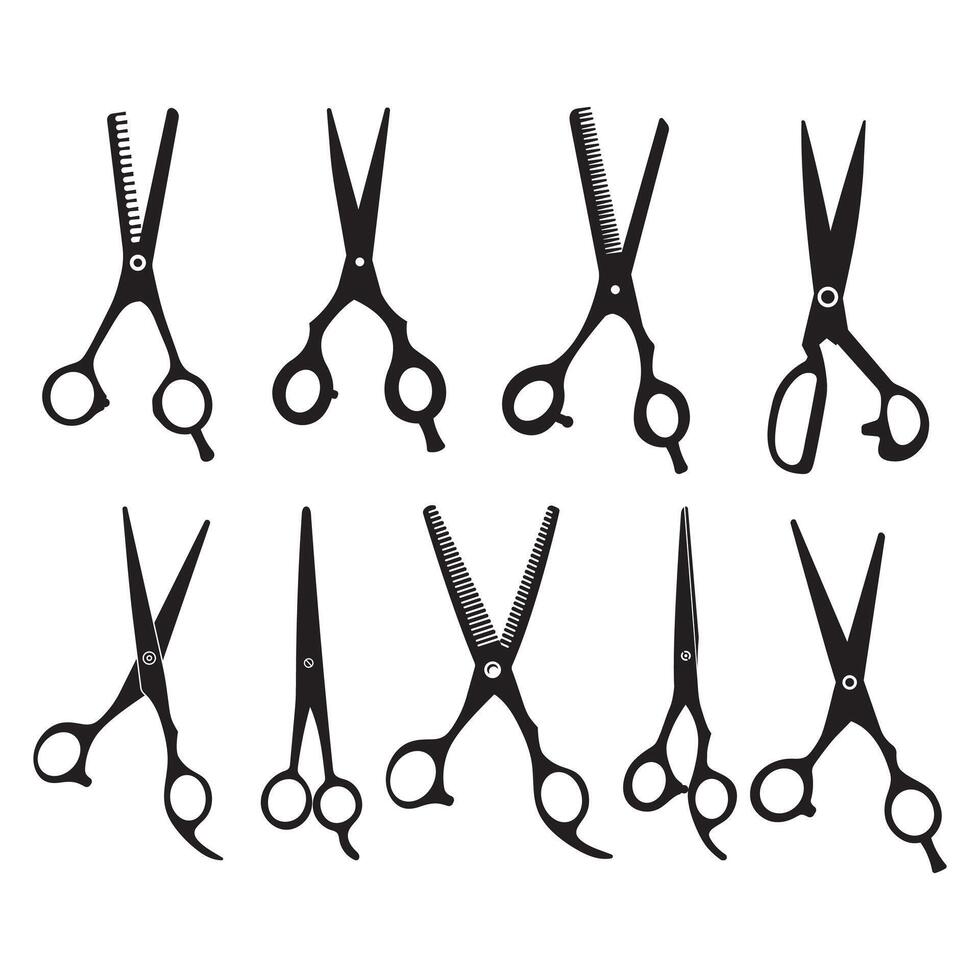 Barber Scissors, Salon Scissors, scissors silhouettes, Hairstylists vector
