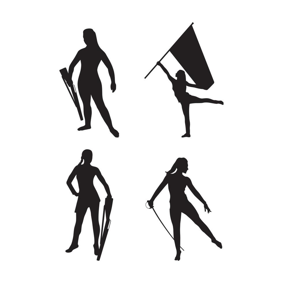 Color Guard Flags, Color Guard, Marching Band Silhouette, Marching Band vector