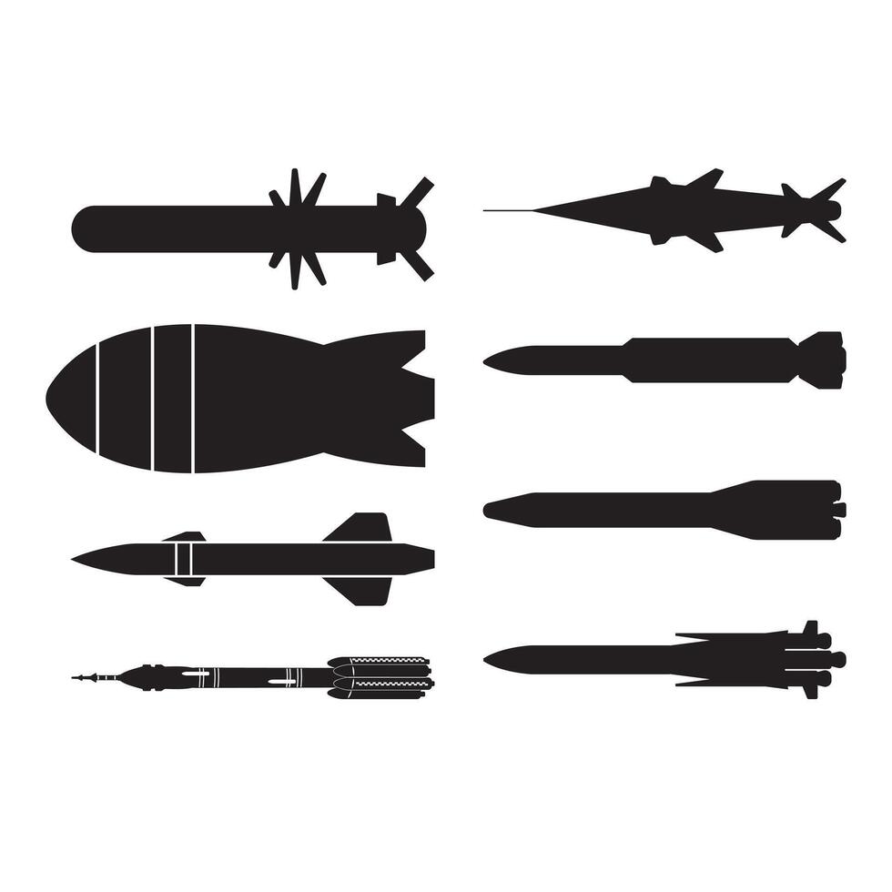 Rocket Missile Silhouette and Missile Logo vector