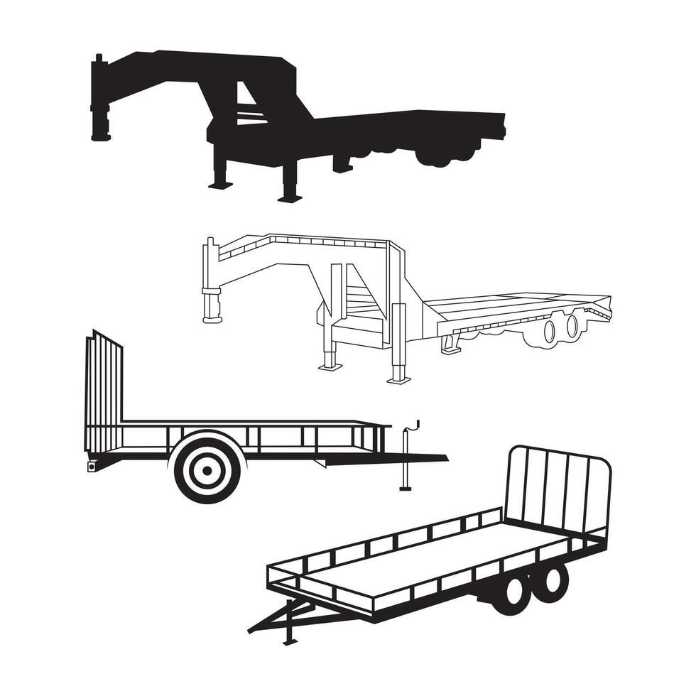 Big Tex Trailers, Flatbed trailer outline, Flatbed Gooseneck Trailer vector