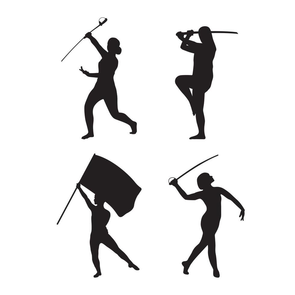 Color Guard Flags, Color Guard, Marching Band Silhouette vector