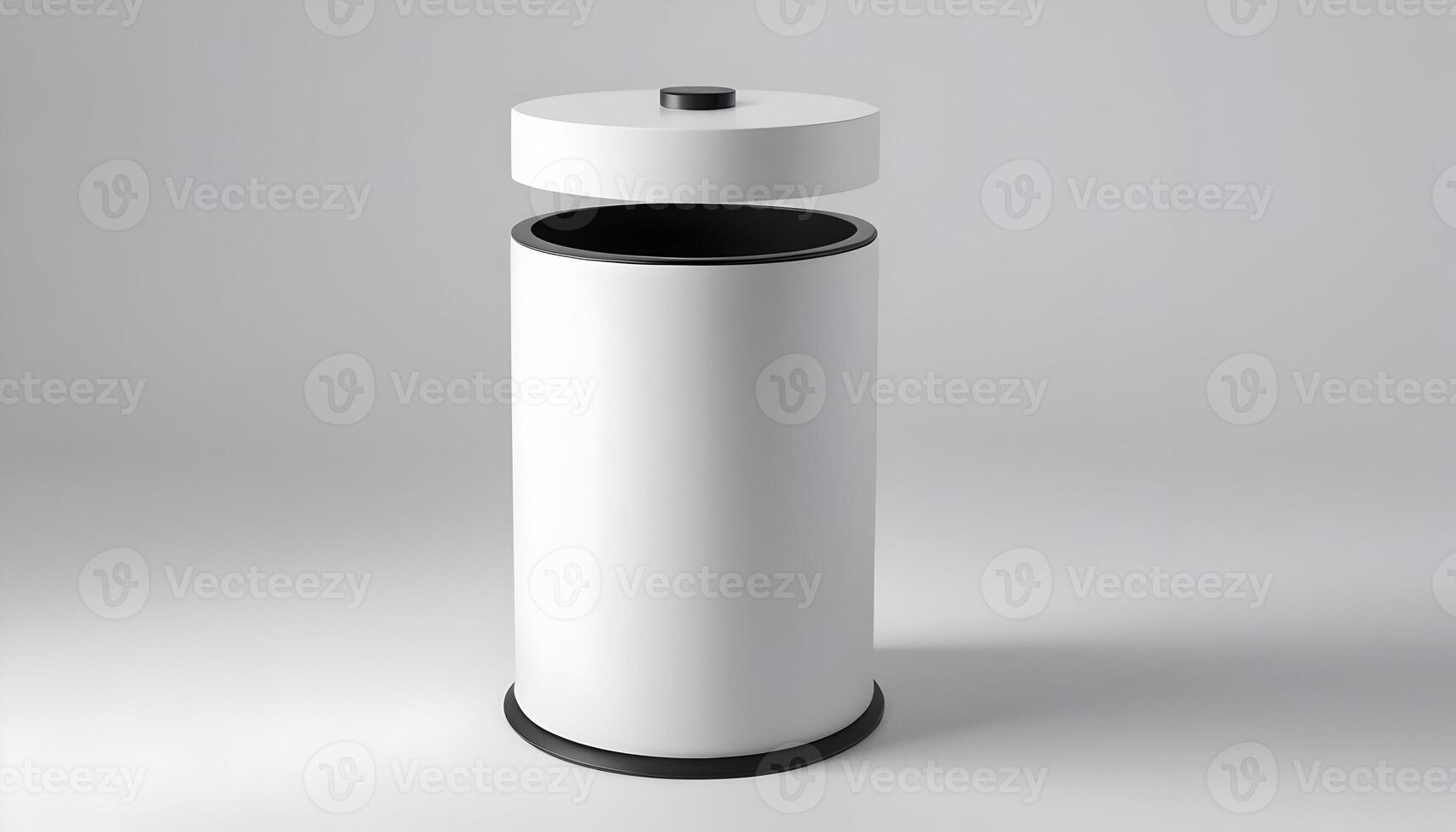 Minimalist White Cylinder with Separated Lid Clean Design Object photo