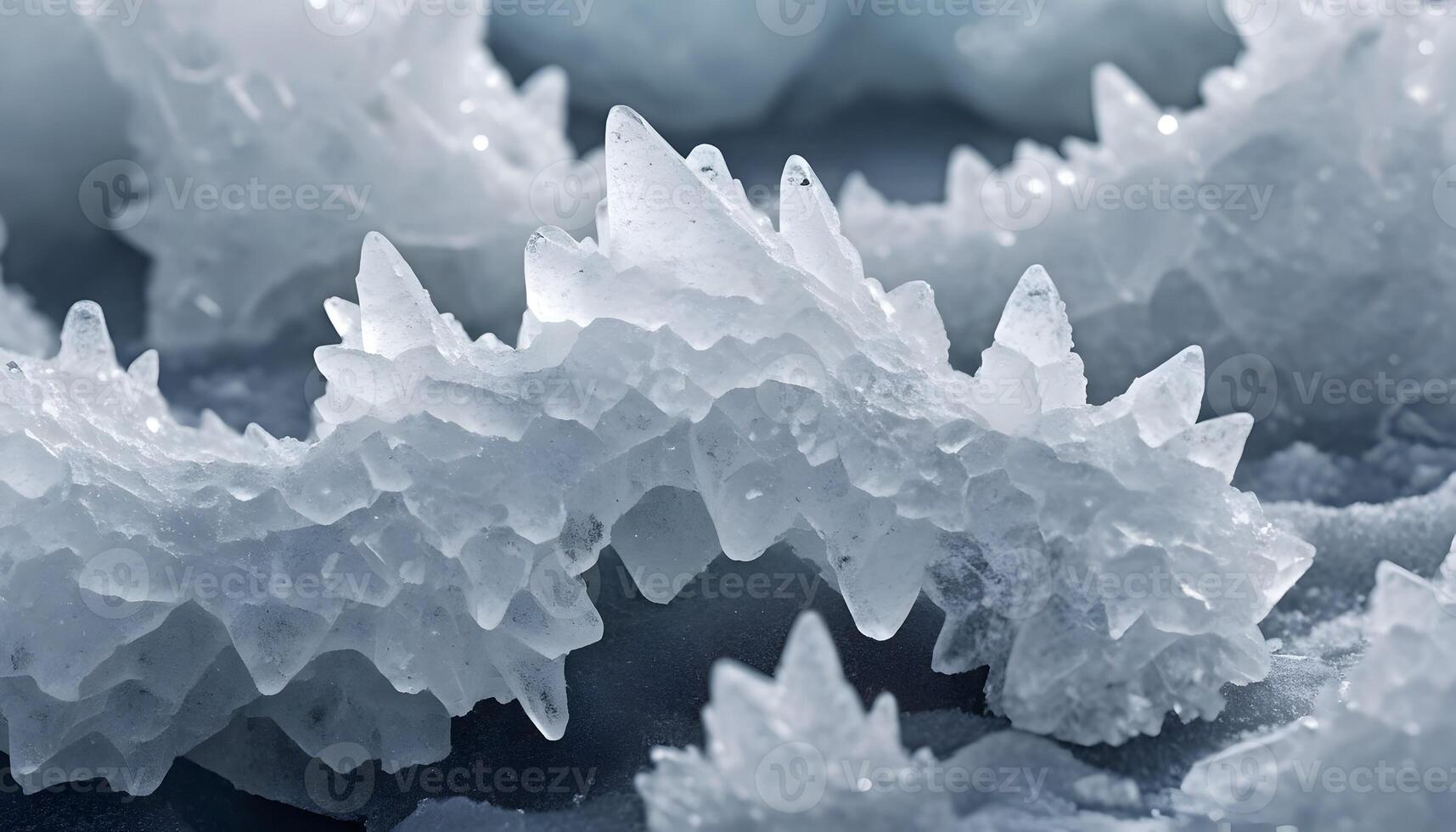 Close-up of Ice Crystals Formation on Cold Surface in Winter photo