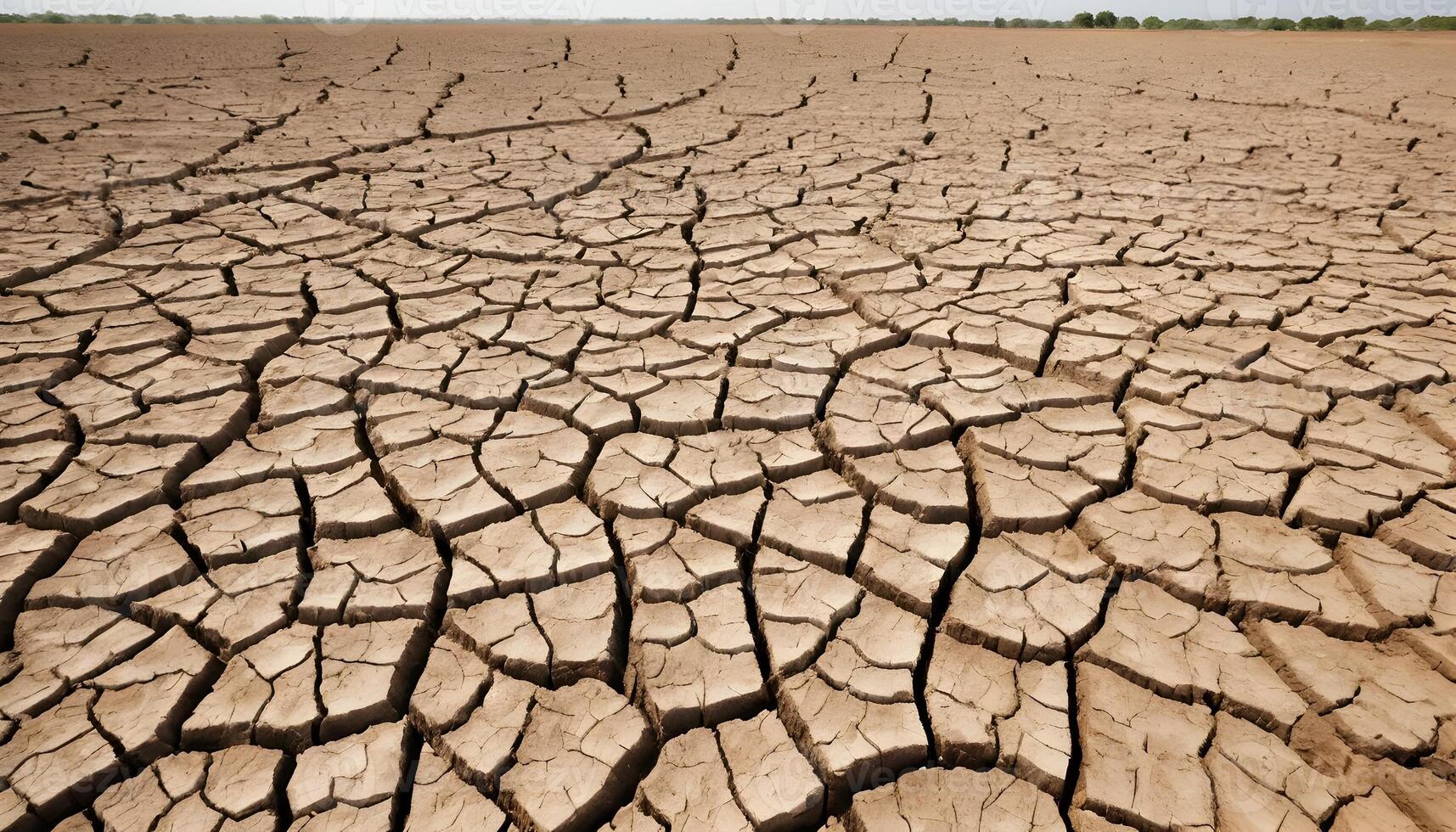 Cracked Earth Landscape Showing Severe Drought Conditions and Arid Terrain photo