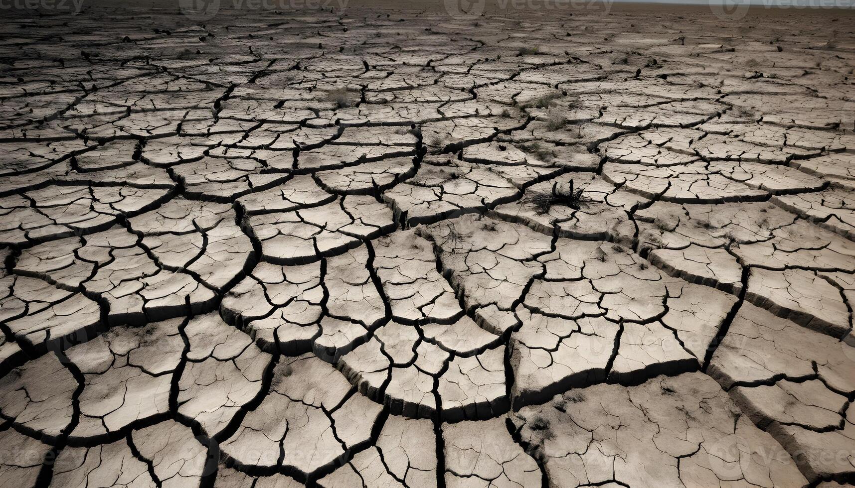 Cracked Earth Landscape Showing Severe Drought Conditions and Arid Land photo