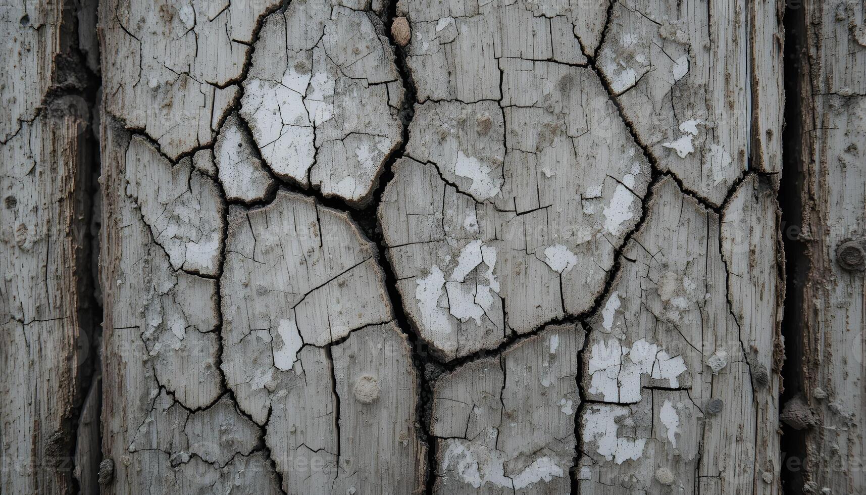 Cracked Gray Wood Texture Detail with Broken Sections and Peeling Paint photo