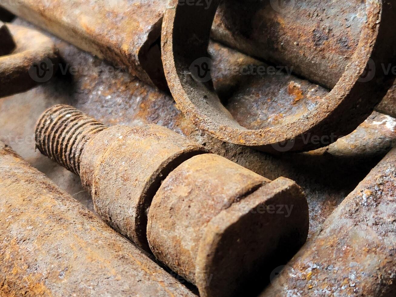 Rusty parts. Rusty spare parts background. Vintage background. Metal photo