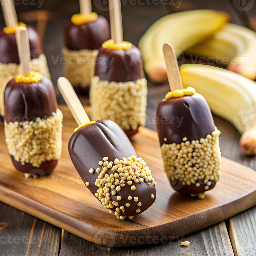 Chocolate dipped banana pops photo
