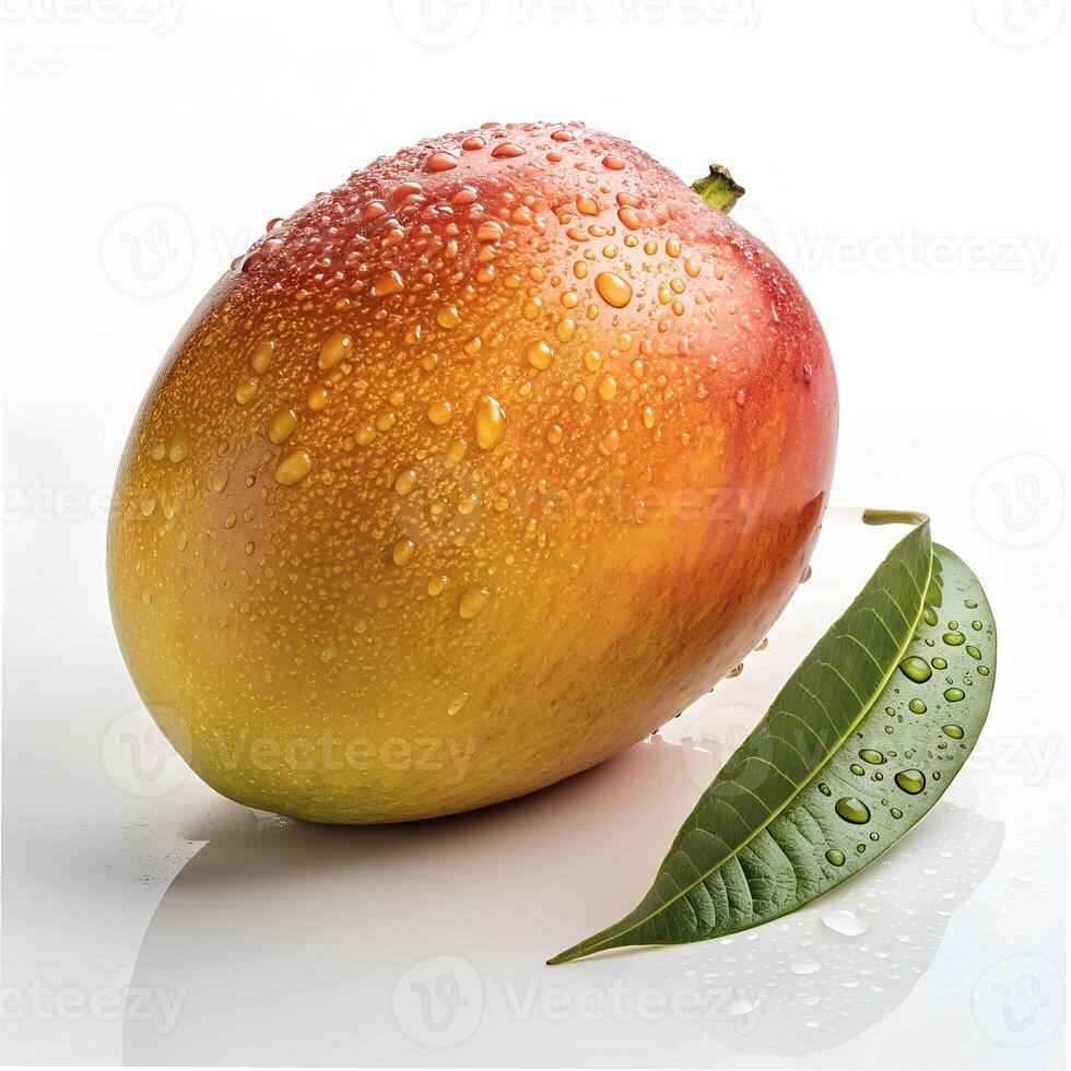 Mango with leave on white background 4 photo