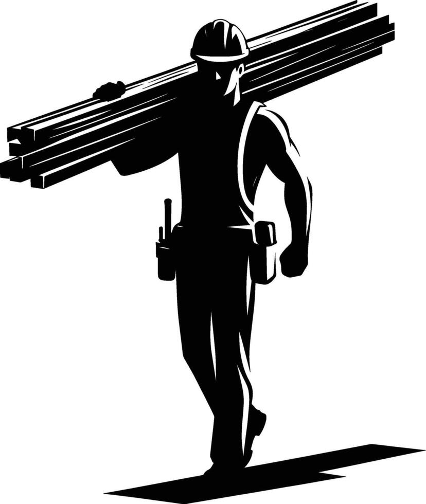 A silhouette of a man carrying a wooden beam vector