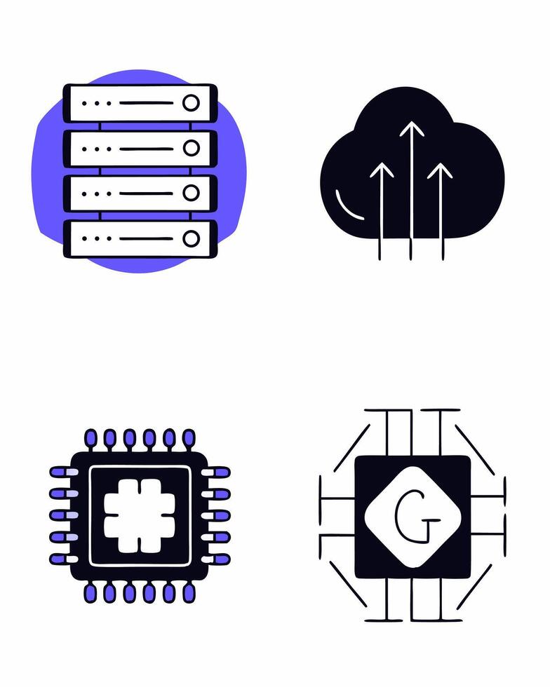 Four icons that show different types of computer hardware vector