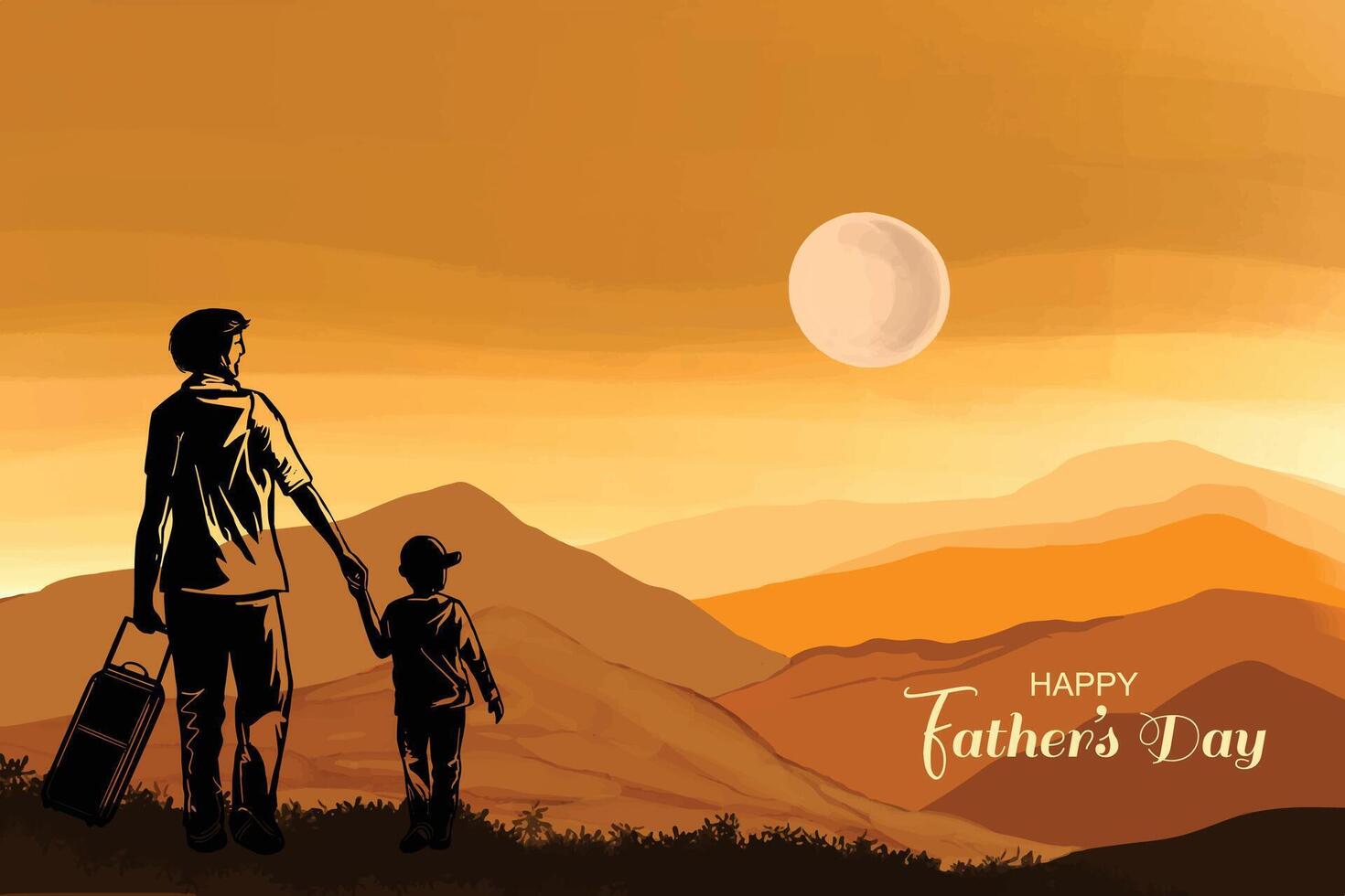Happy father's day background with family watching the sunset design vector