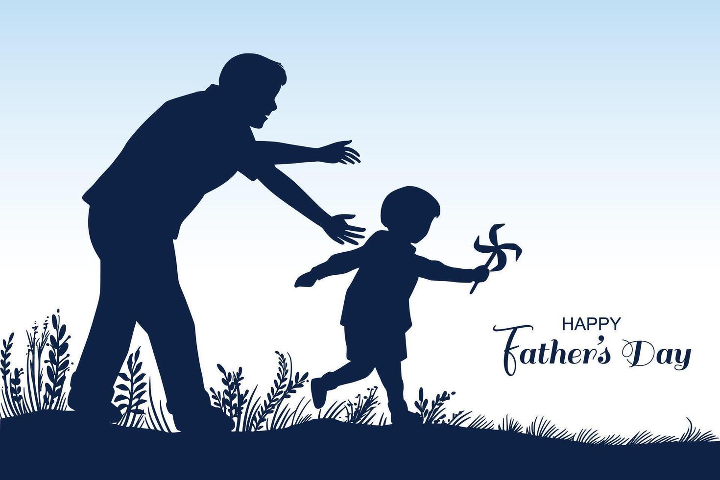 Happy fathers day with a son celebration background vector