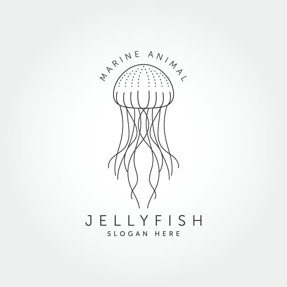 Jelly fish logo icon . Line Art Style design vector