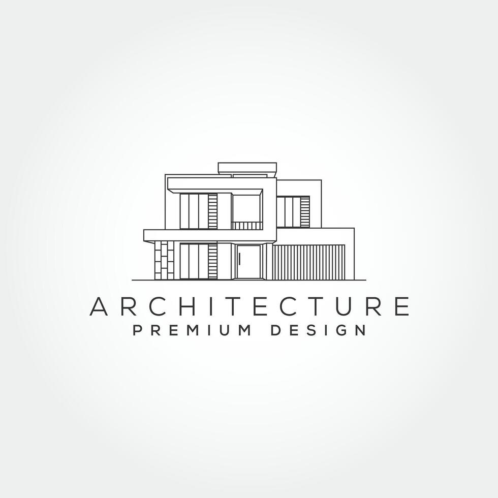 Architecture building logo illustration design construction contractor line art design logo vector