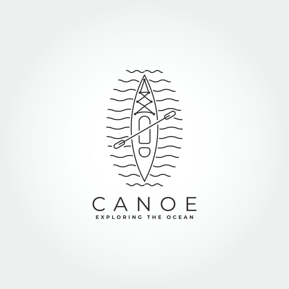 canoe line art minimalist icon logo illustration template design vector