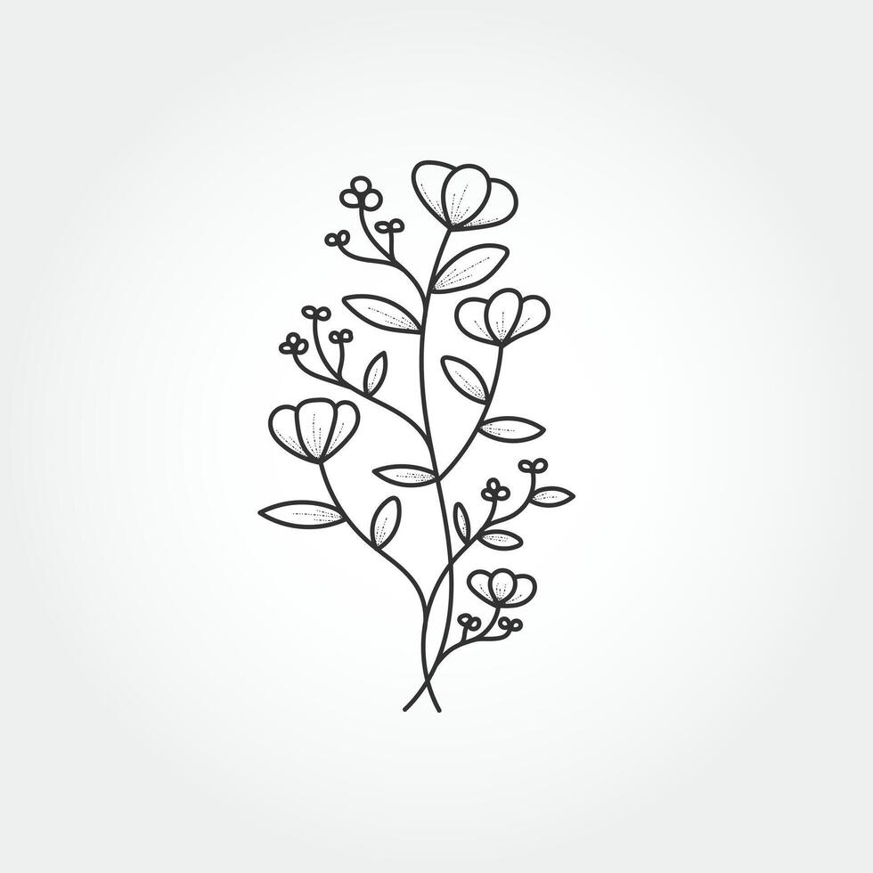 Hand drawn floral botanical line art. flower line art design vector