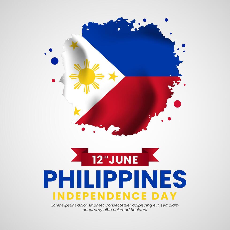 Philippines Independence Day Celebration Design Illustration with grunge brush flag style. Template for Poster, Banner, Advertising, Greeting Card or Print Design Elementation vector