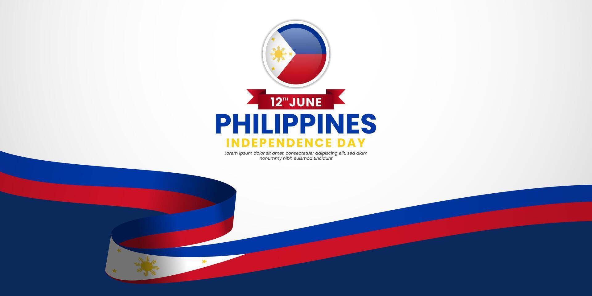 Philippines independence day greeting card, banner template vector
