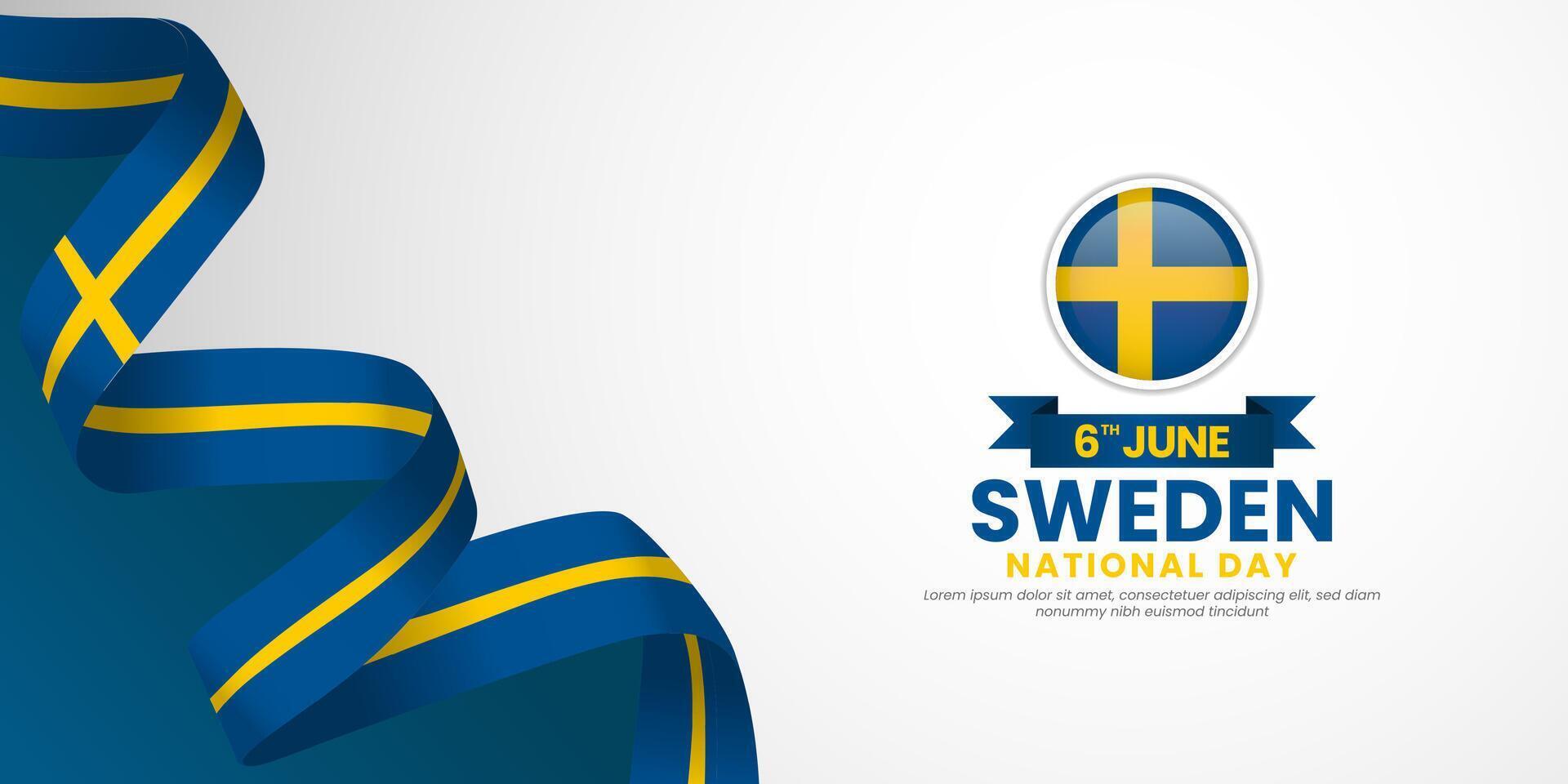 Sweden waving ribbon flag for National day background. Template for Independence day banner design vector