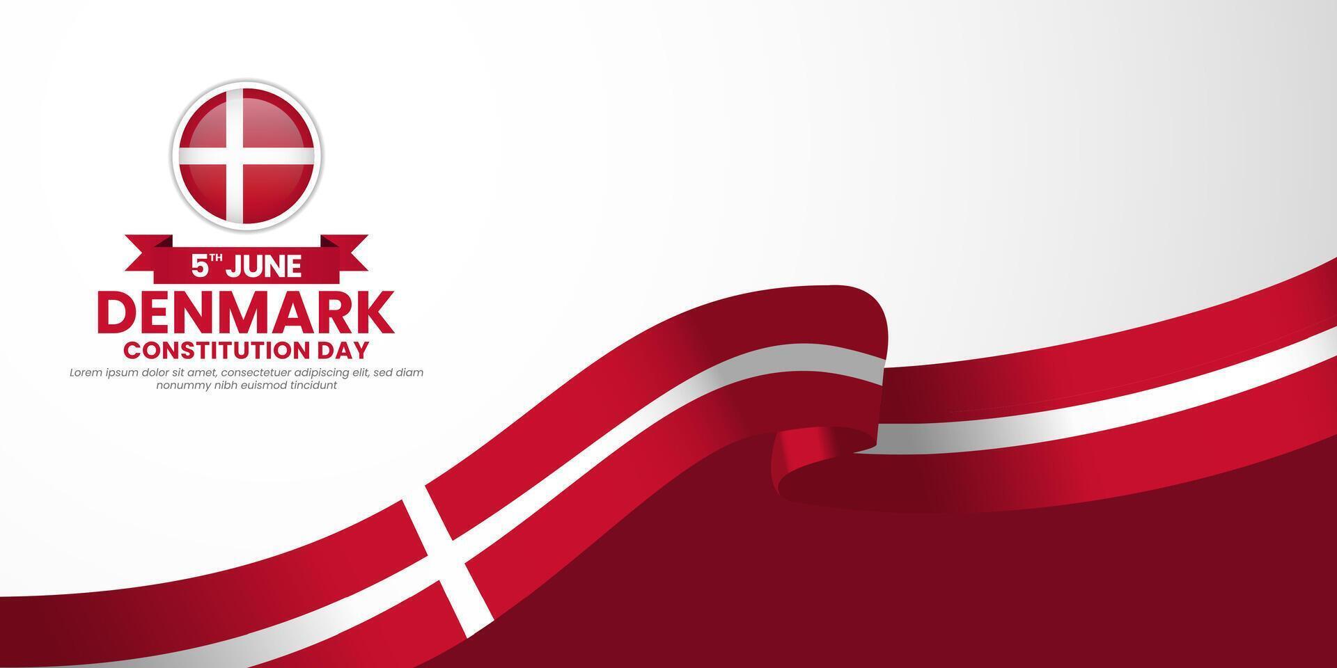 Denmark constitution day banner background 5th of June design with realistic waving flag vector